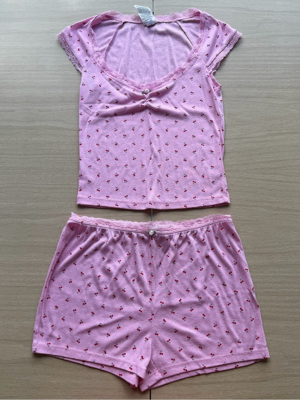 No Boundaries Women’s Pink Cherry-Print Pajama Set XS